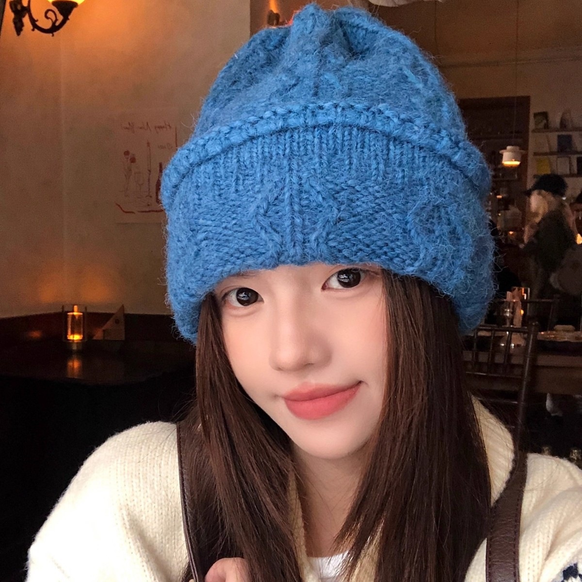 หมวกบีนนี่ถักลายสายเคเบิลสีครี - Beanie Cuffed Knit บทวิจารณ์และราคา