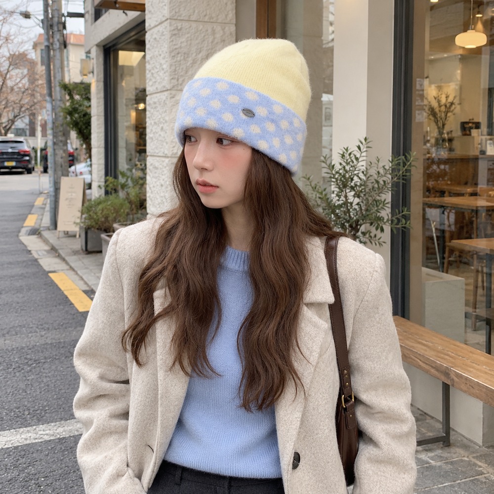 หมวกบีนนี่ถักลายจุดสำหรับผู้หญ - Beanie Cuffed Knit บทวิจารณ์และราคา