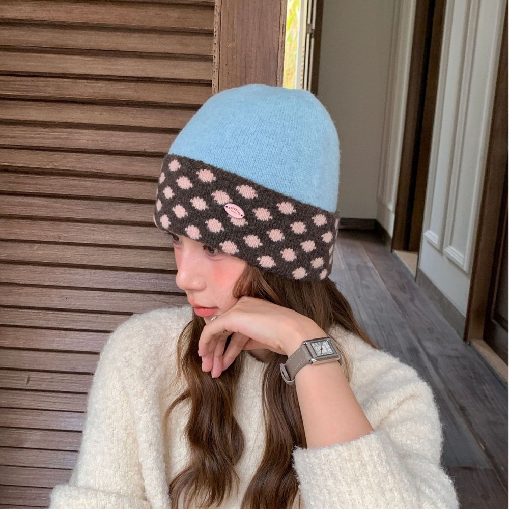 หมวกบีนนี่ถักลายจุดสำหรับผู้หญ - Beanie Cuffed Knit บทวิจารณ์และราคา