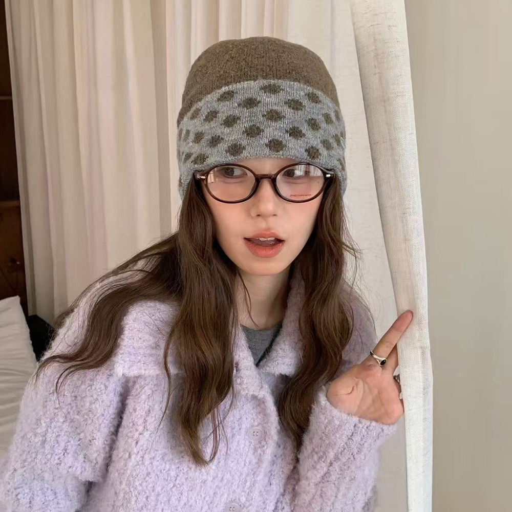 หมวกบีนนี่ถักลายจุดสำหรับผู้หญ - Beanie Cuffed Knit บทวิจารณ์และราคา